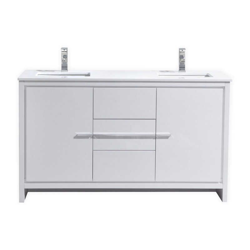 Mercury Row Bosley 59" Double Sink Modern Bathroom Vanity Set & Reviews